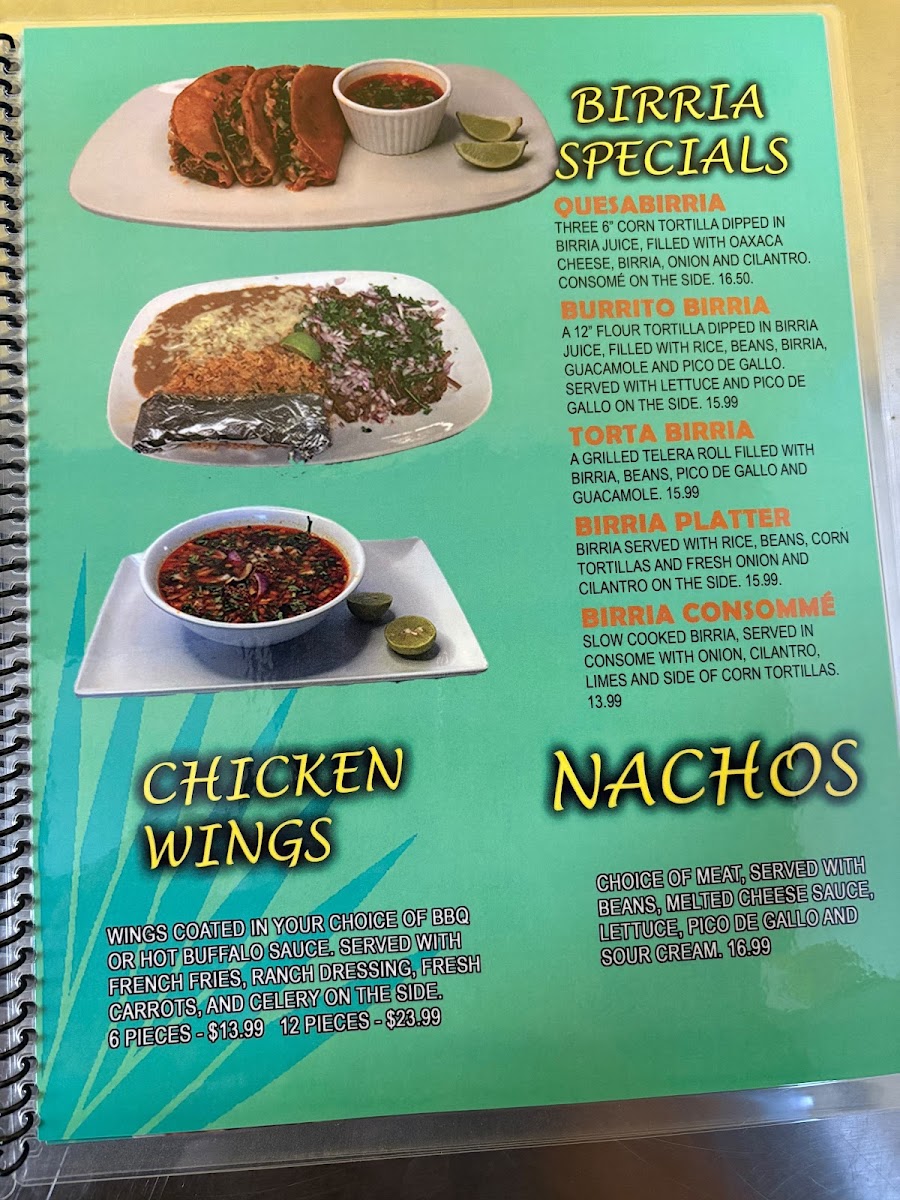 Agave Mex Food menu board