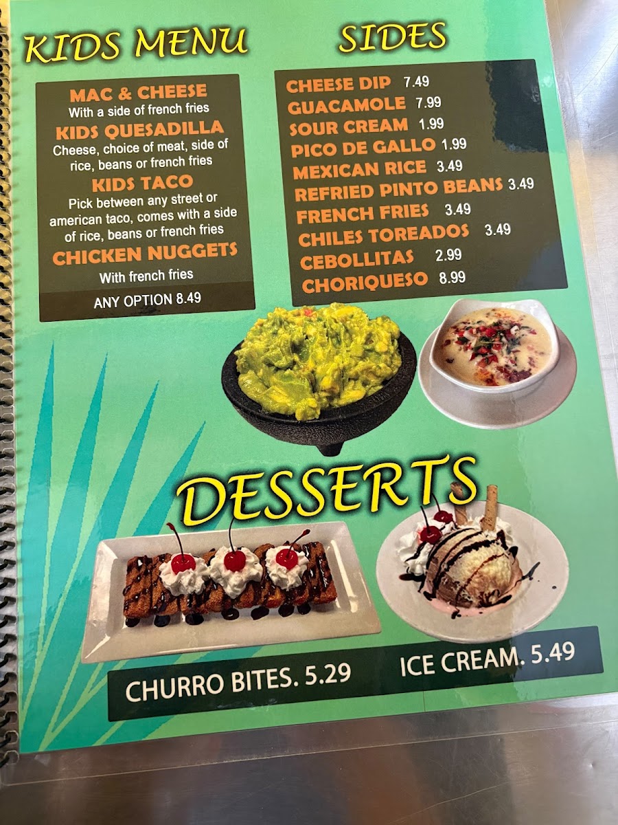 Agave Mex Food menu board