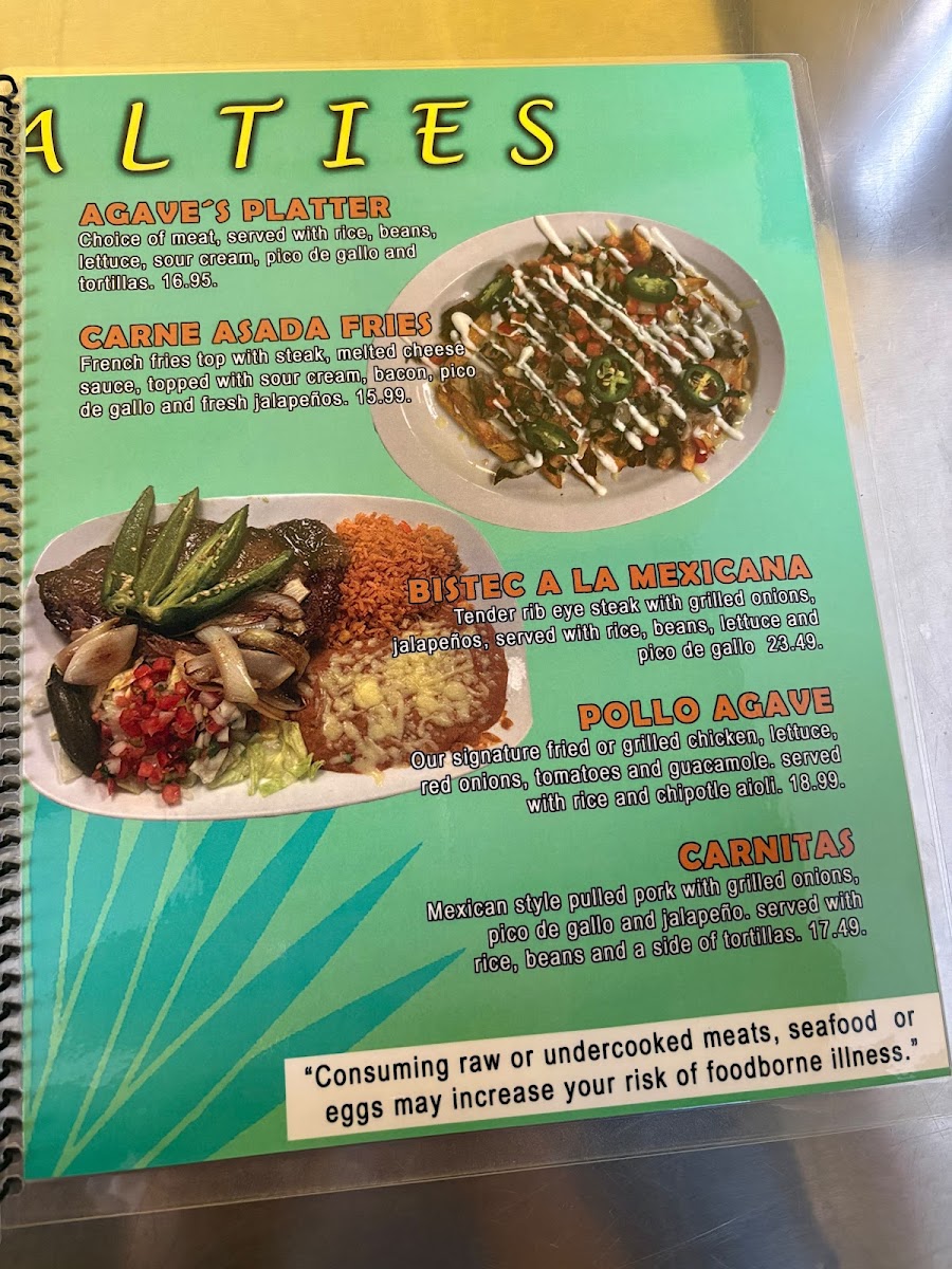 Agave Mex Food menu board