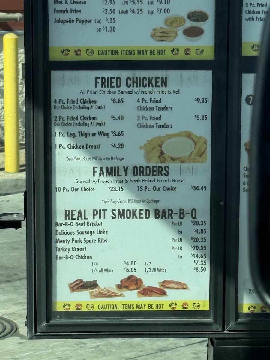 Bill Miller BBQ menu board