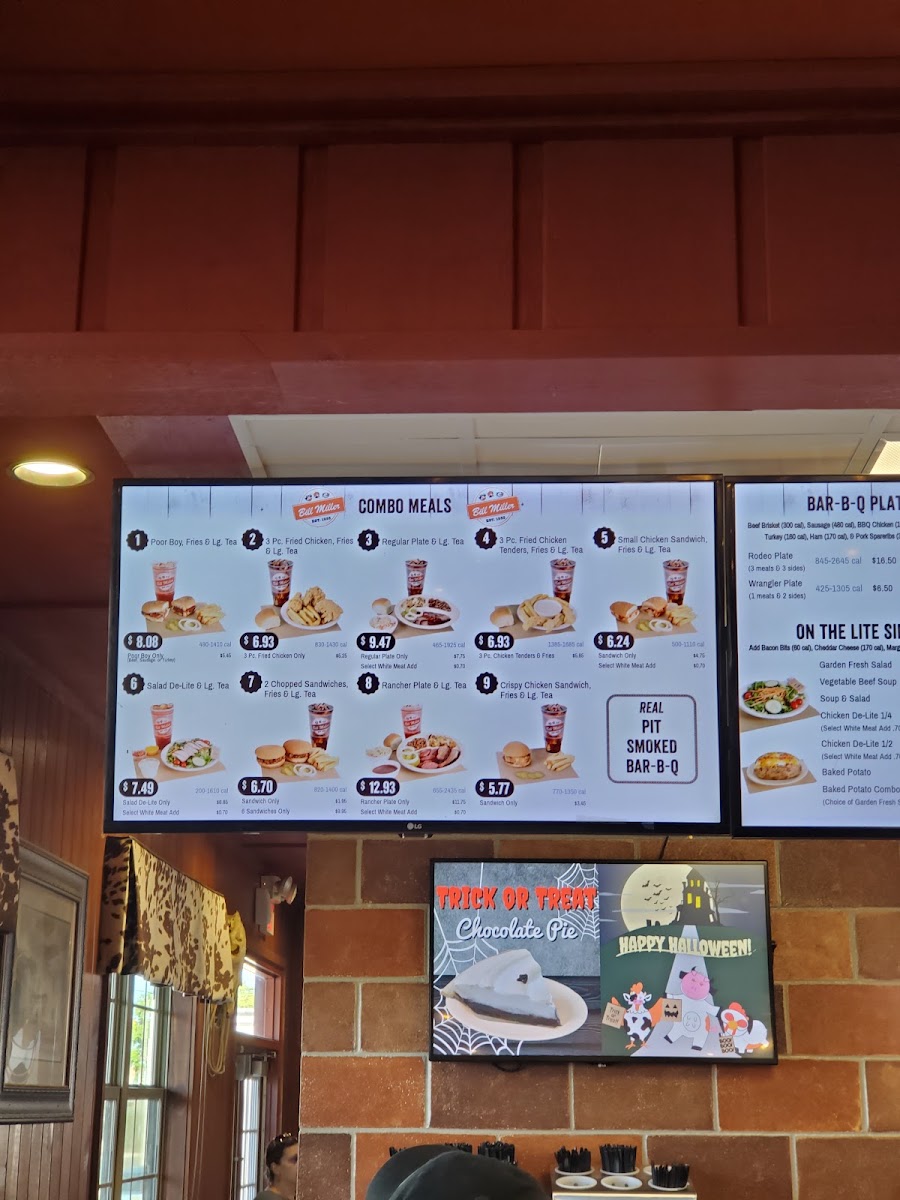 Bill Miller BBQ menu board