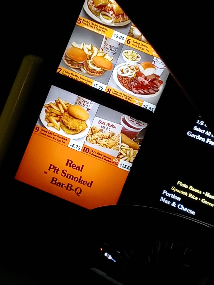 Bill Miller BBQ menu board