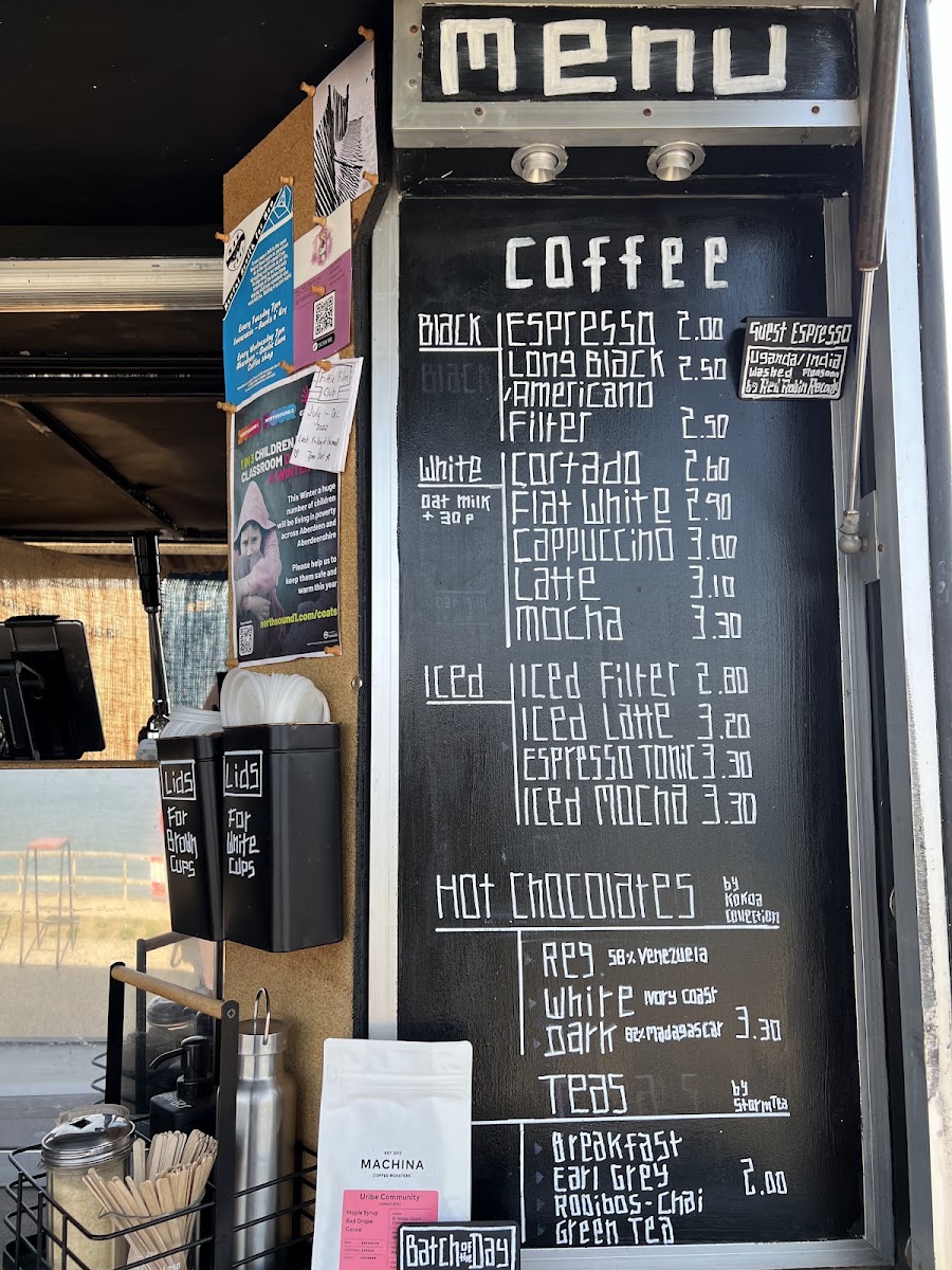 Cairn Coffee menu board