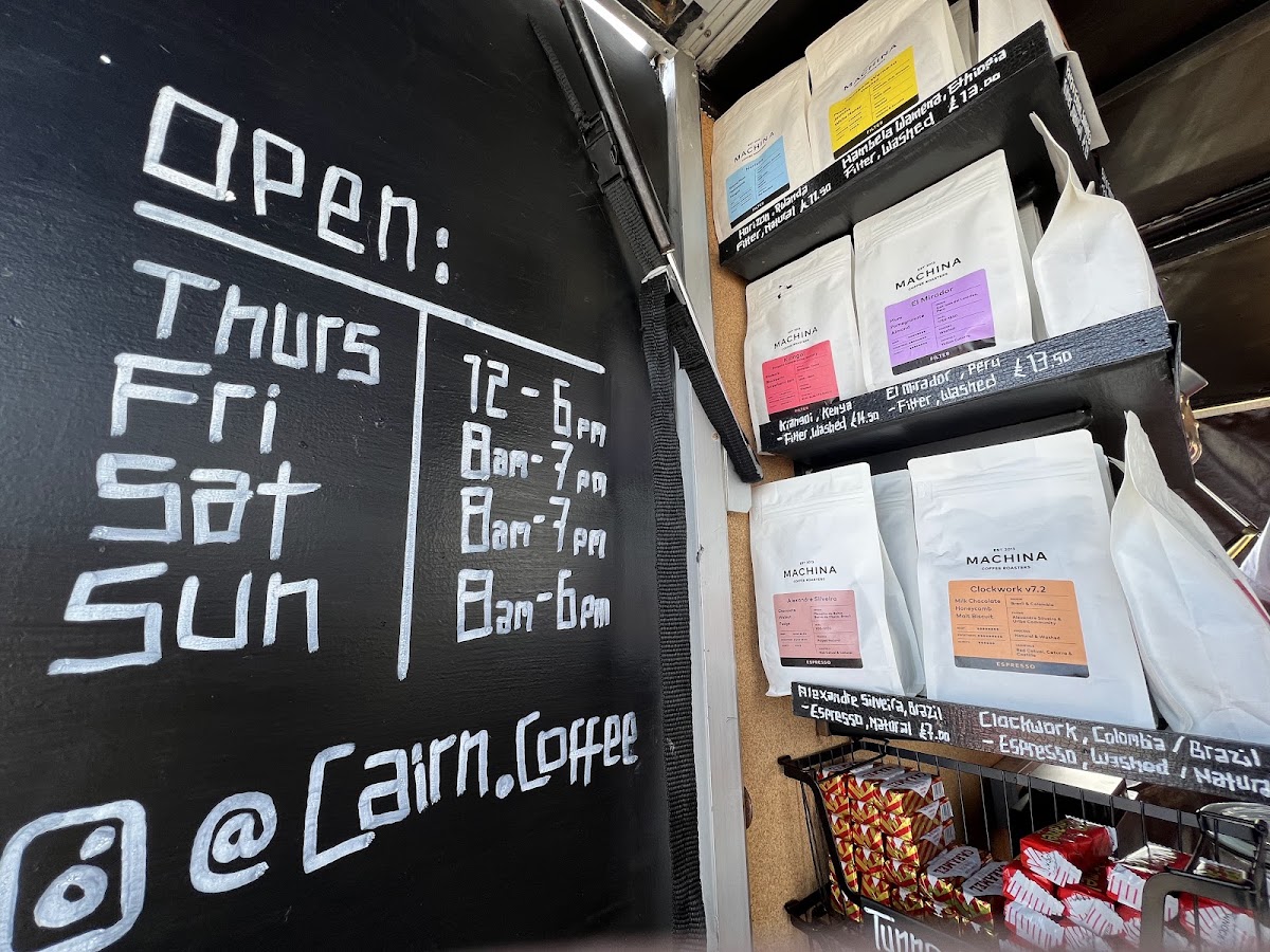 Cairn Coffee menu board