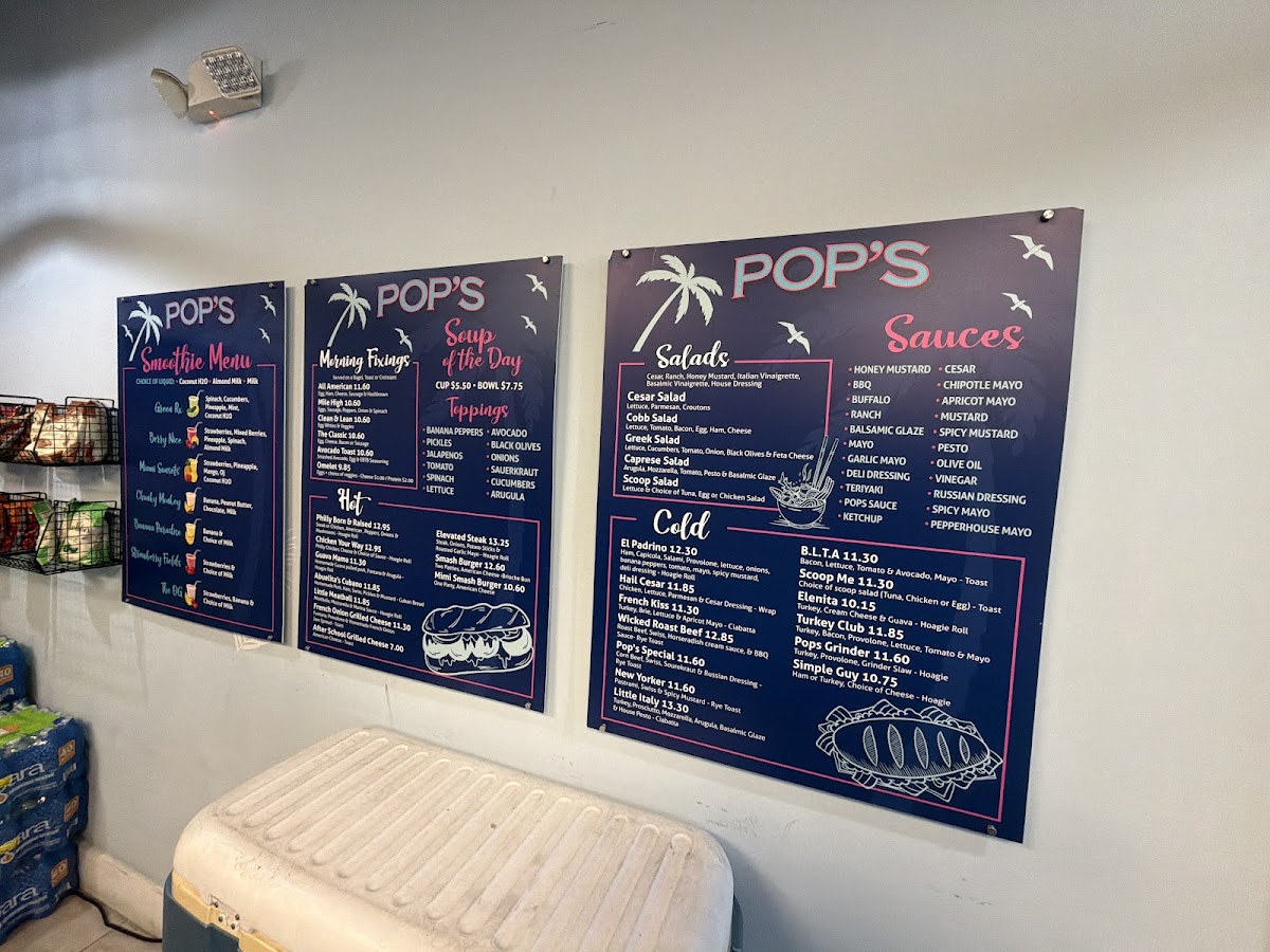 Pop's Subs menu board