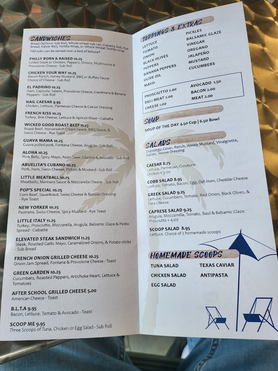 Pop's Subs menu board