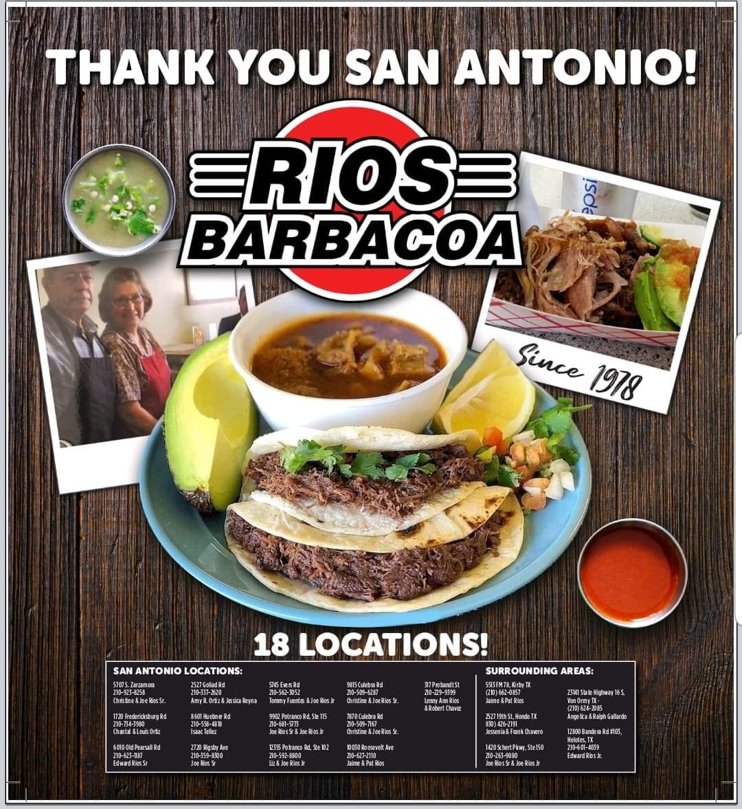 Rios Barbacoa menu board