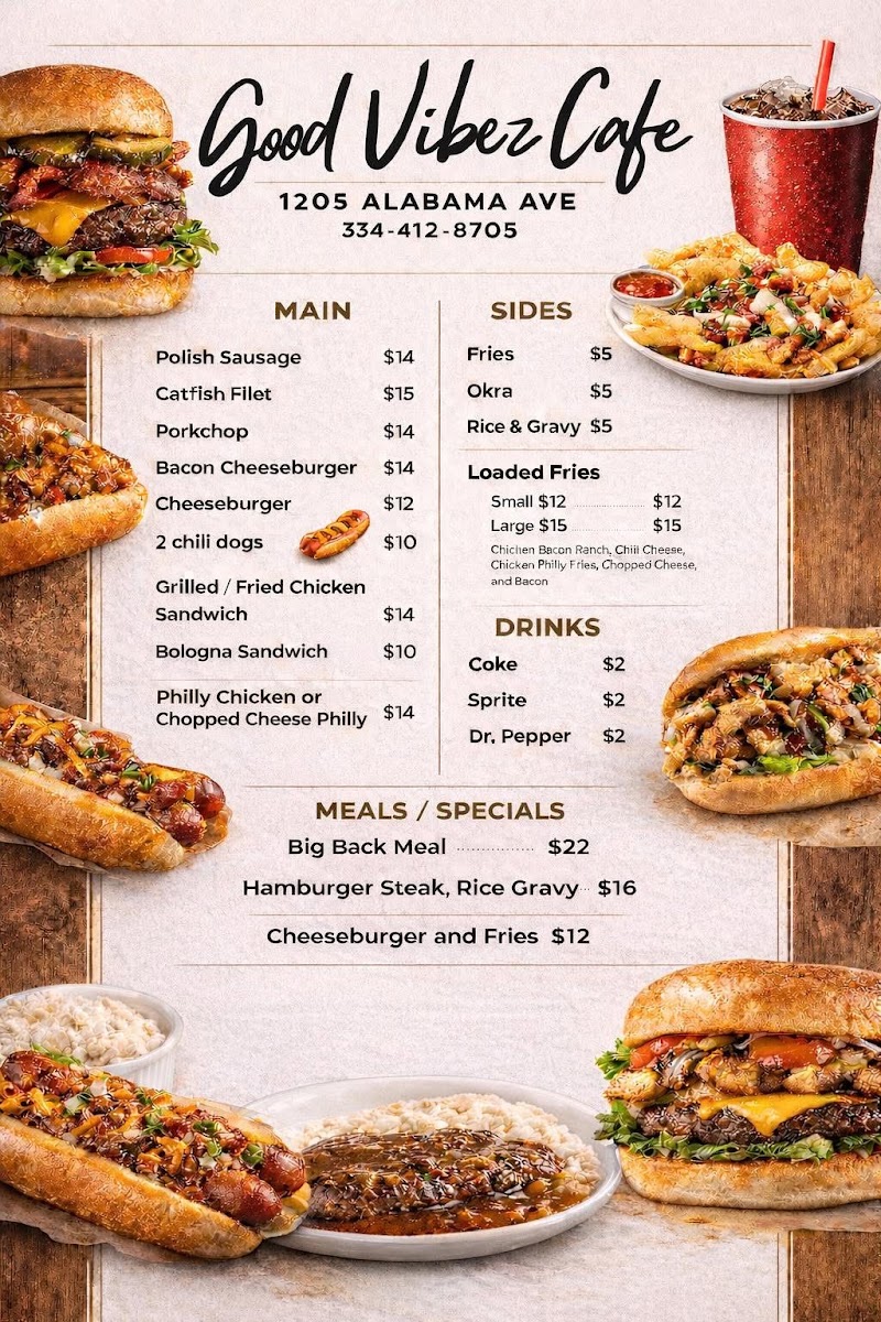 Good Vibez Cafe menu board