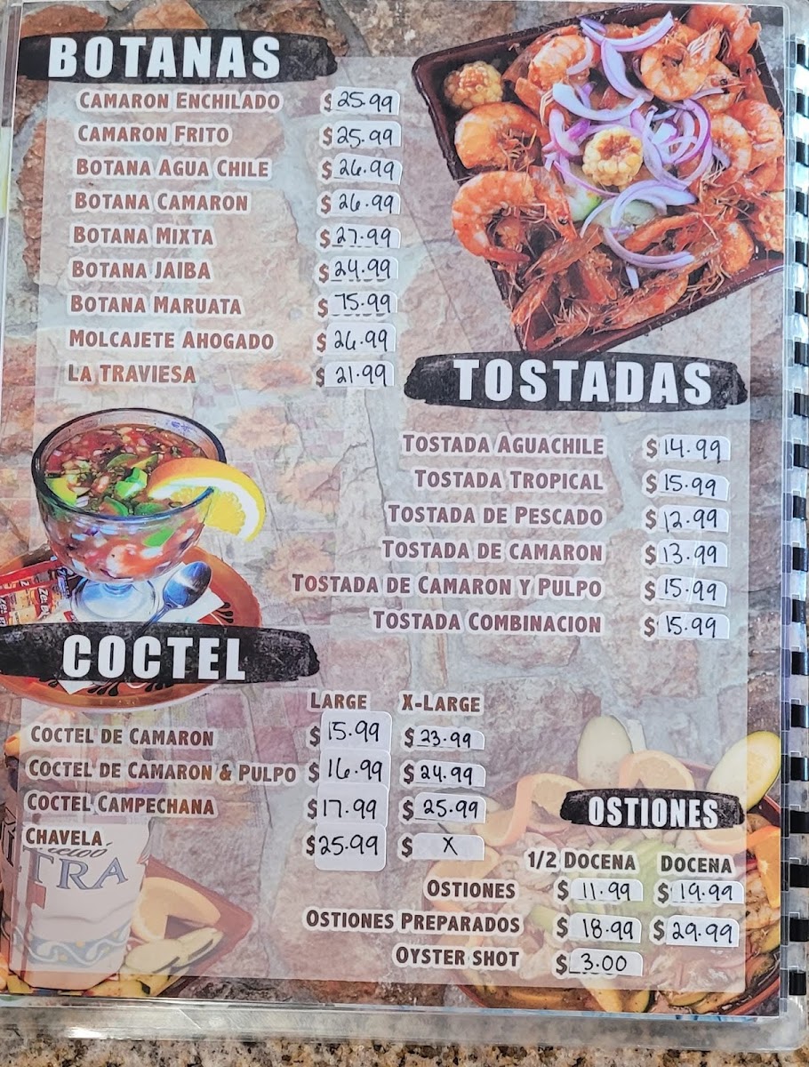 La Hacienda Mariscos & sushi menu board