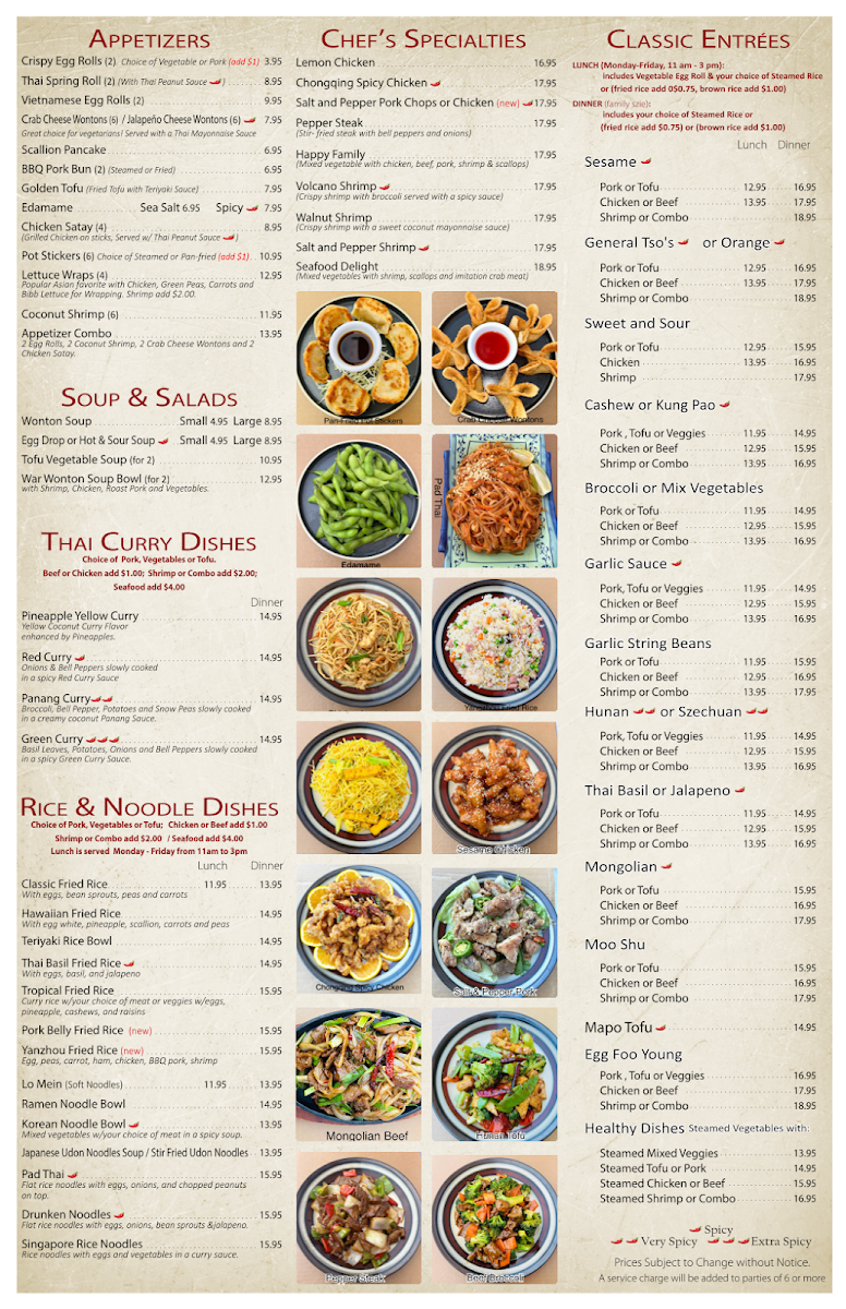 HoneyBee Asian Bistro & Sushi menu board