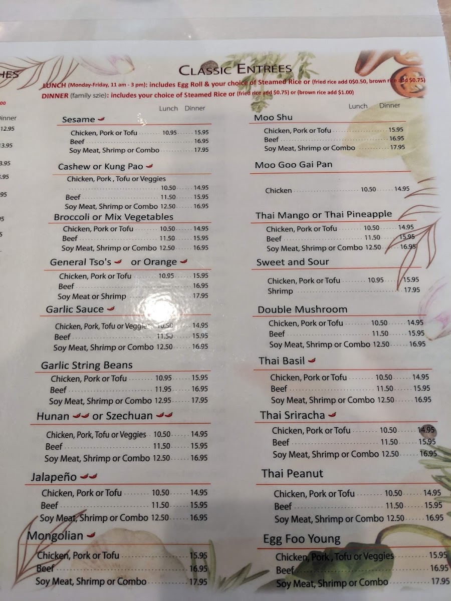 HoneyBee Asian Bistro & Sushi menu board