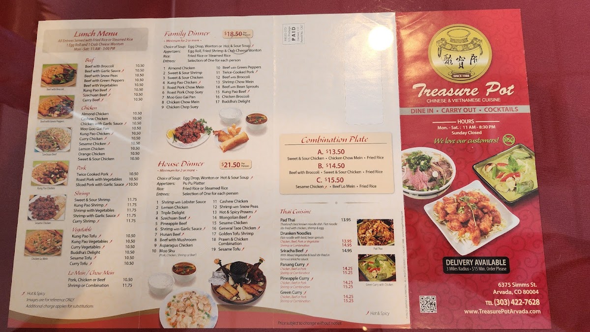 Treasure Pot menu board