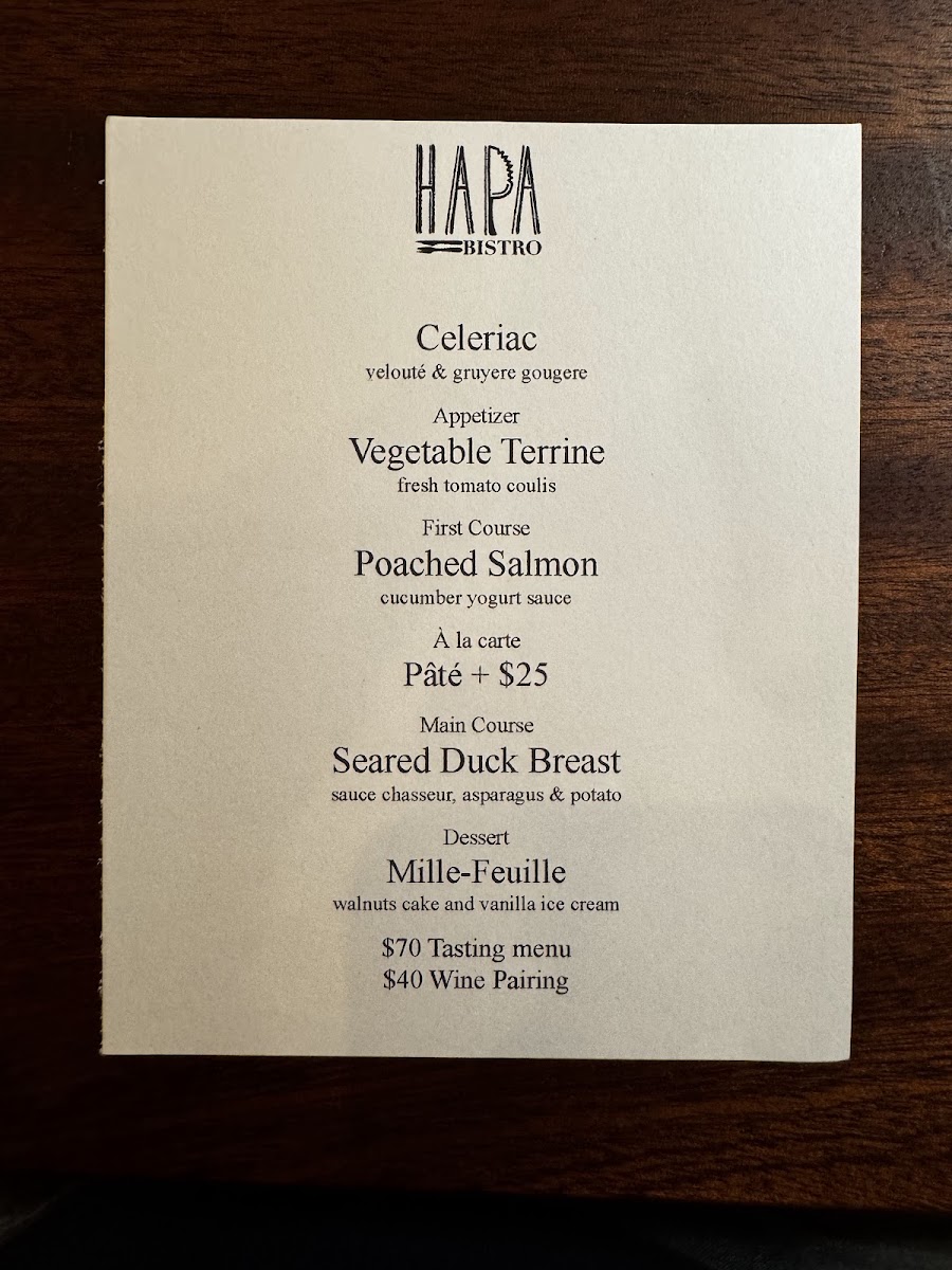 Hapa Bistro menu board
