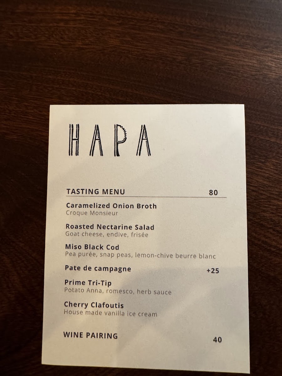 Hapa Bistro menu board