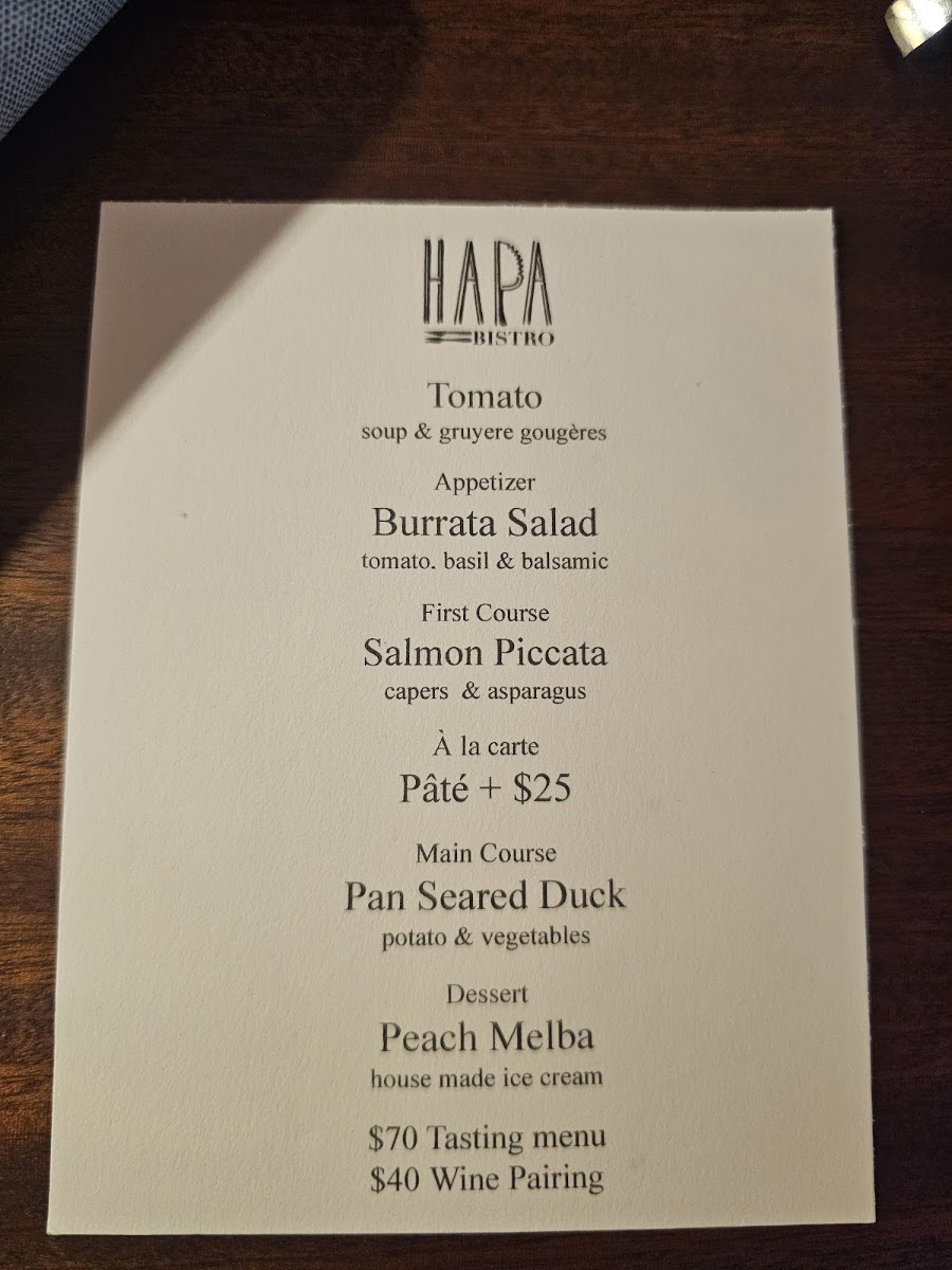 Hapa Bistro menu board