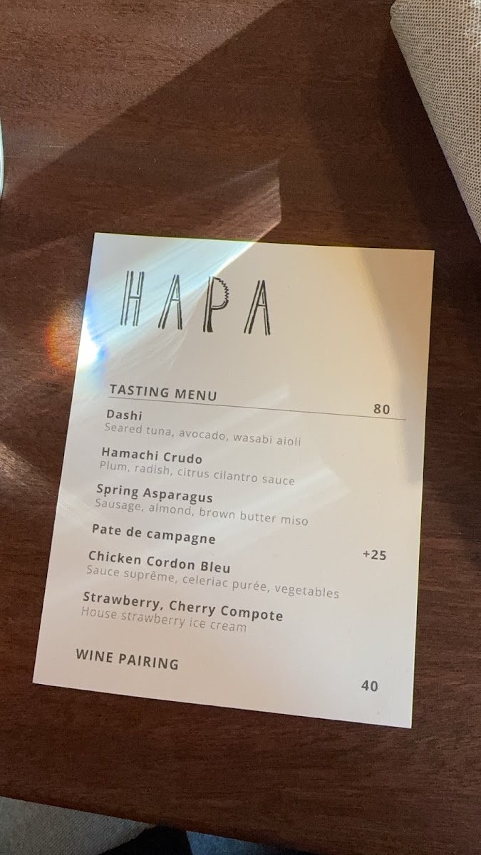 Hapa Bistro menu board