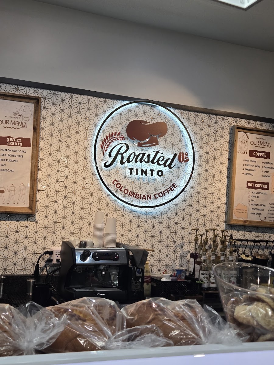 Roasted Tinto Coffee & Bakery menu board