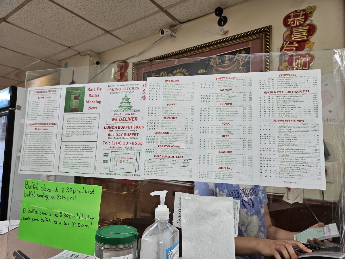 Peking Kitchen menu board
