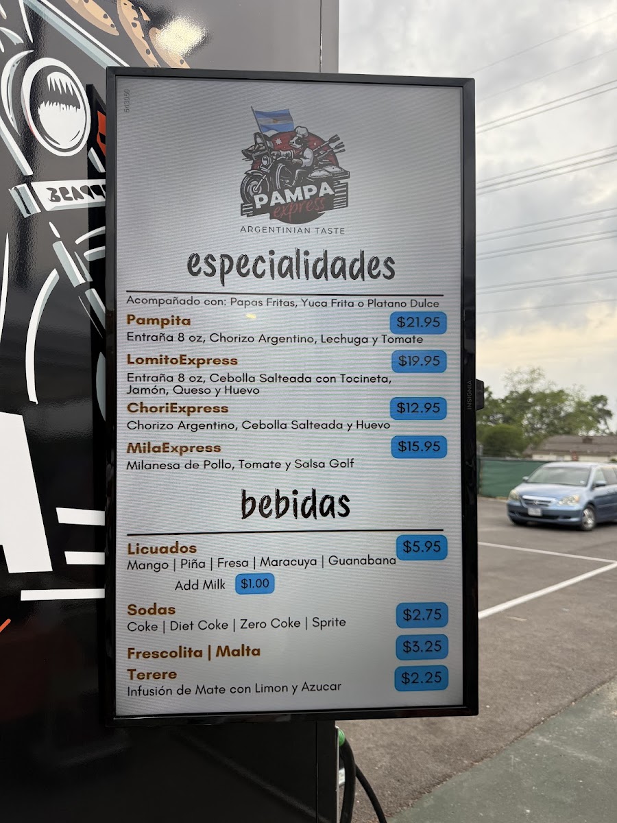 Pampa Express Argentinian Fast Food menu board