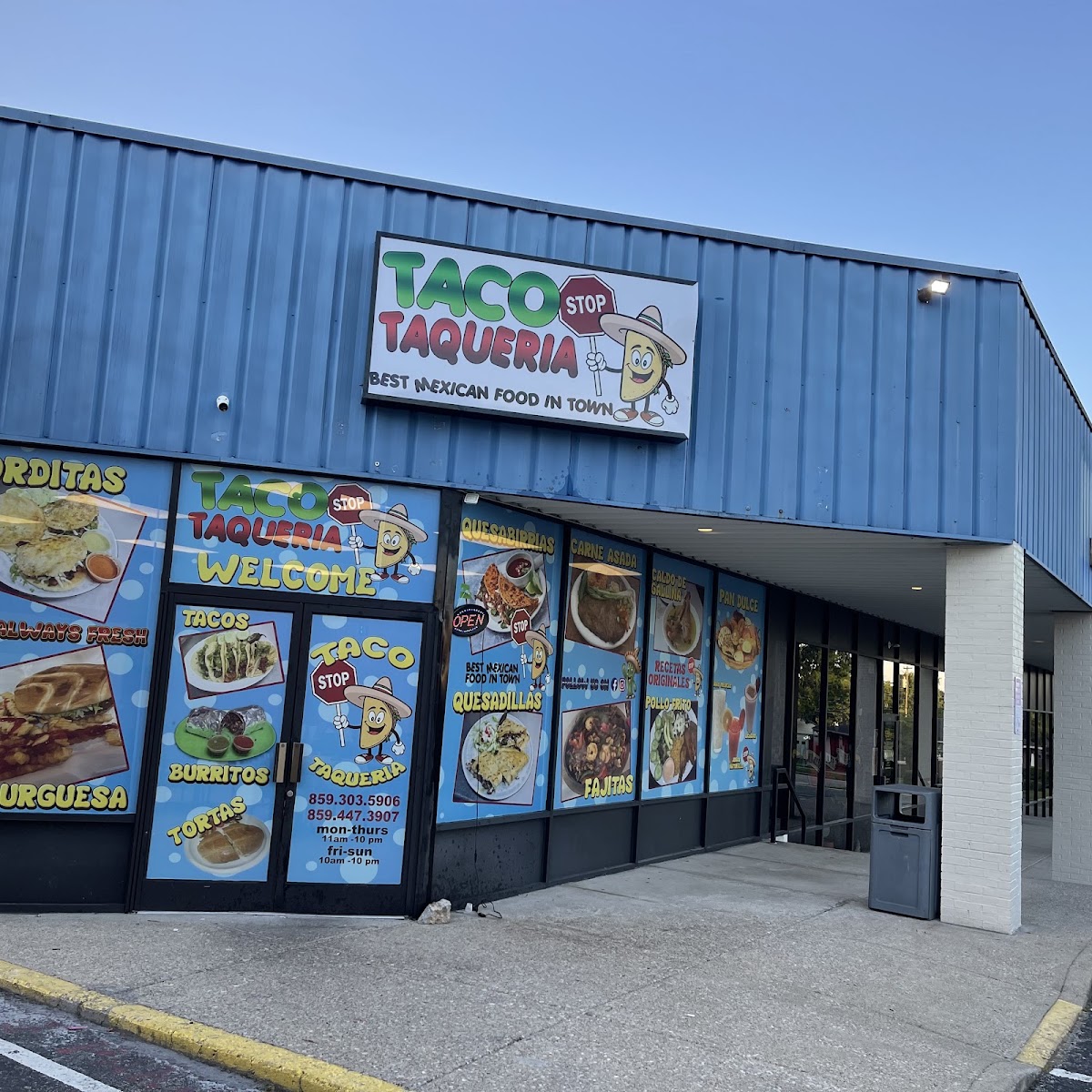 Taco Stop Taqueria menu board