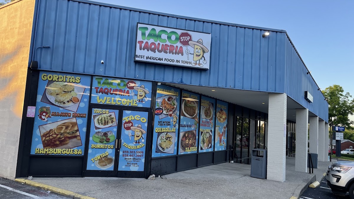 Taco Stop Taqueria menu board