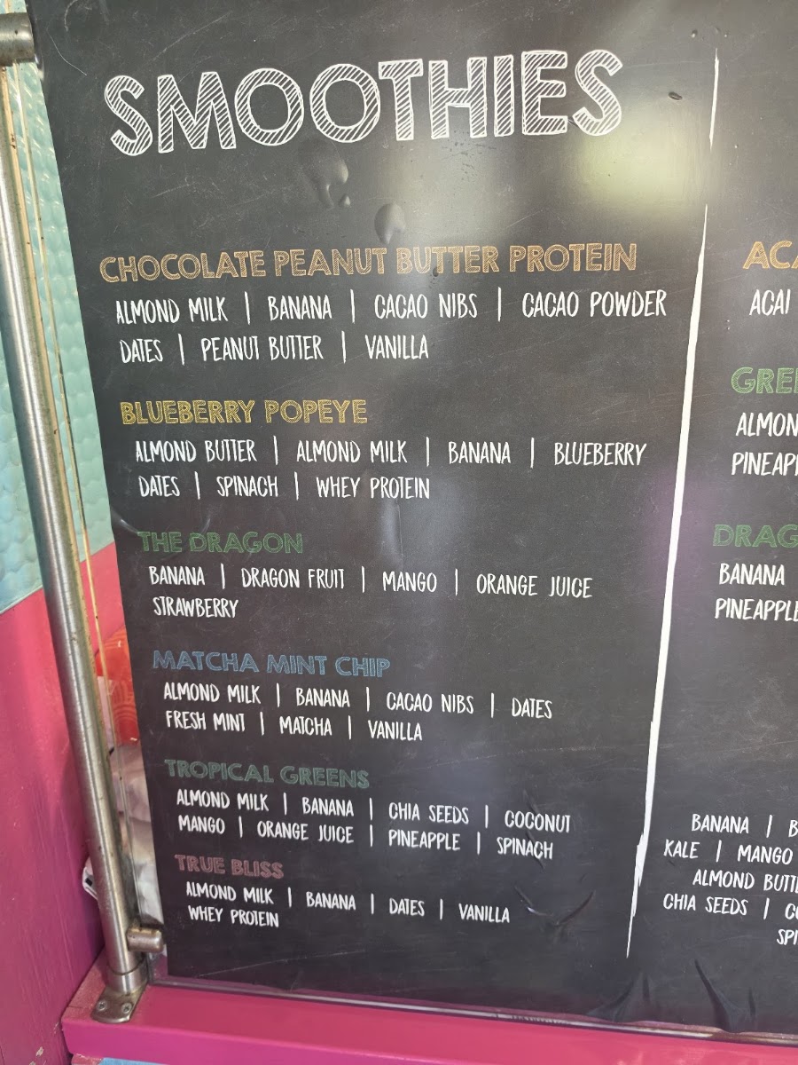 Harry's Taco Club + Juice Bar menu board