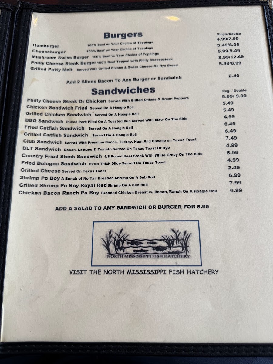 Catfish Hut menu board