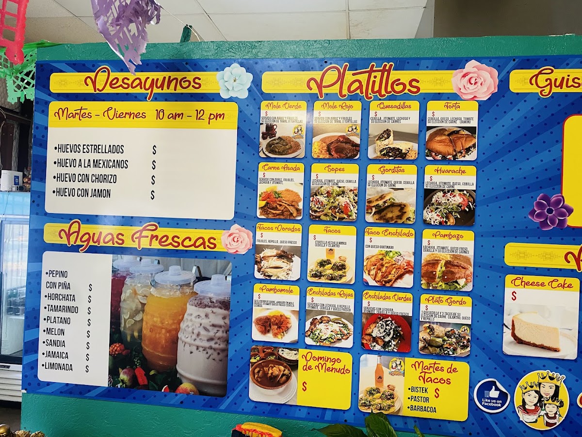 Las Tres Reinas menu board