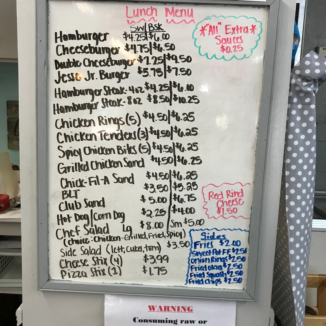 Mr Jesse's menu board