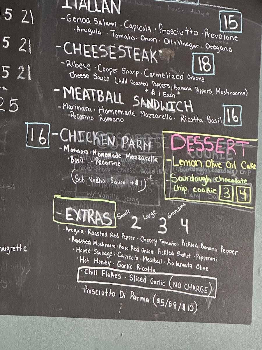 Common Oven Pizza Co. menu board