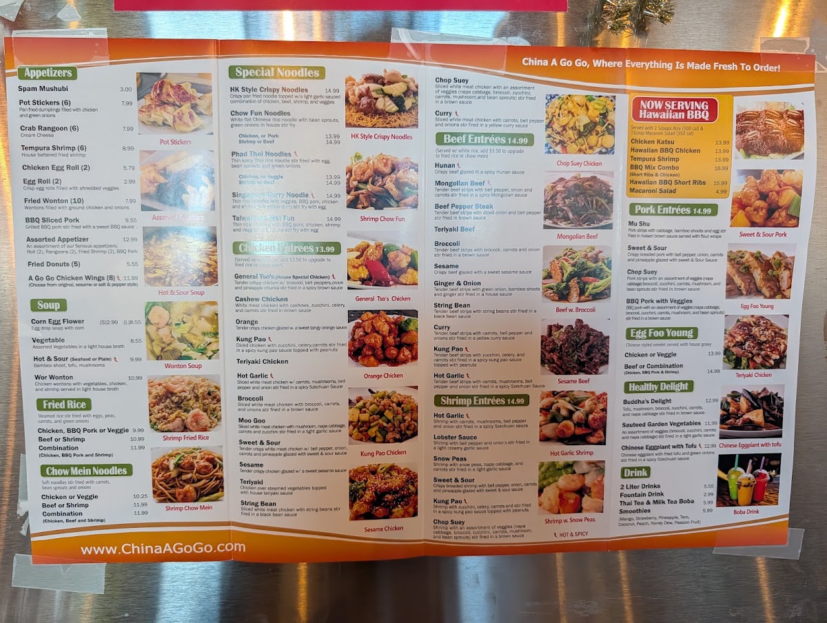 China A Go Go menu board
