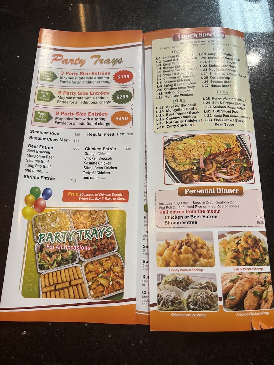 China A Go Go menu board