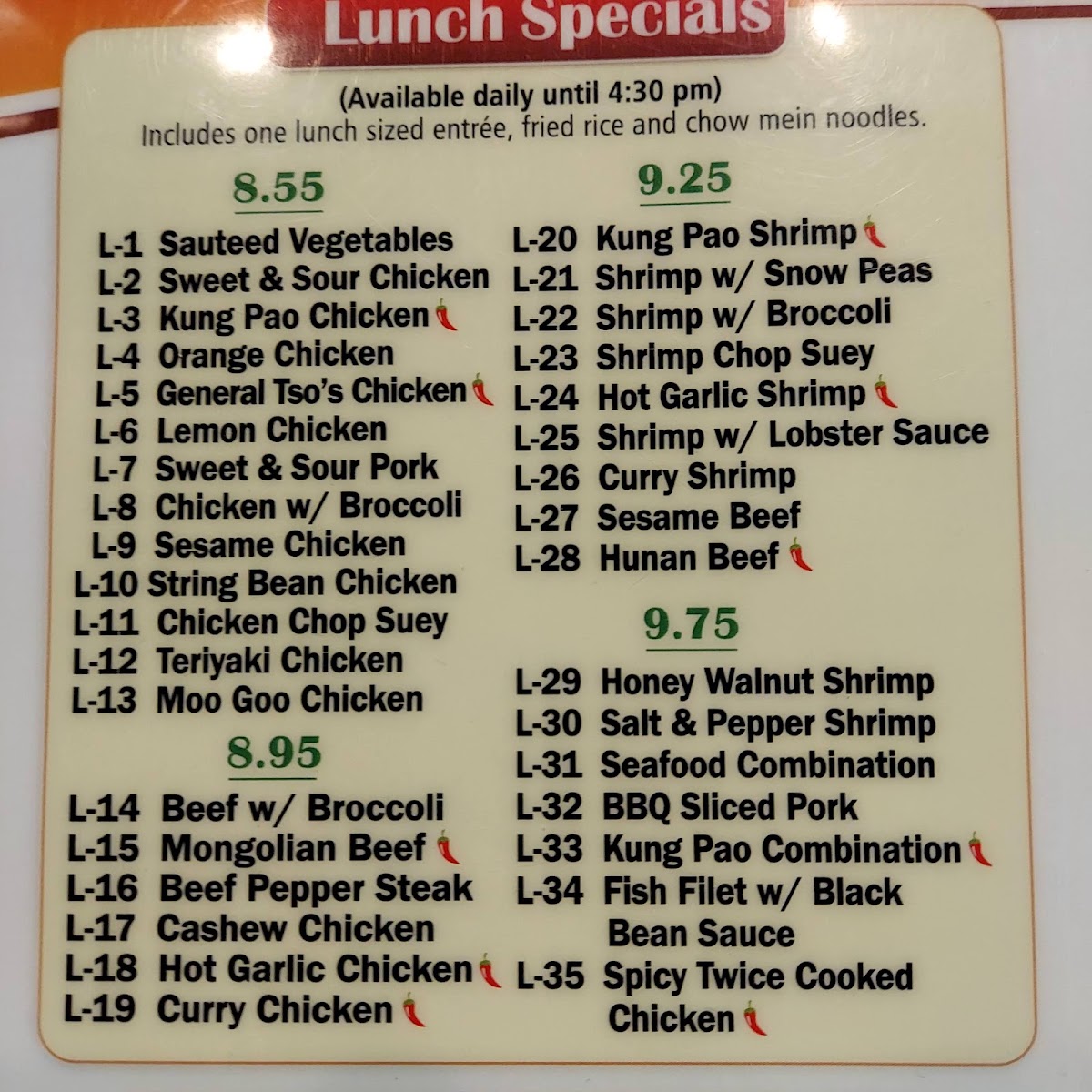 China A Go Go menu board