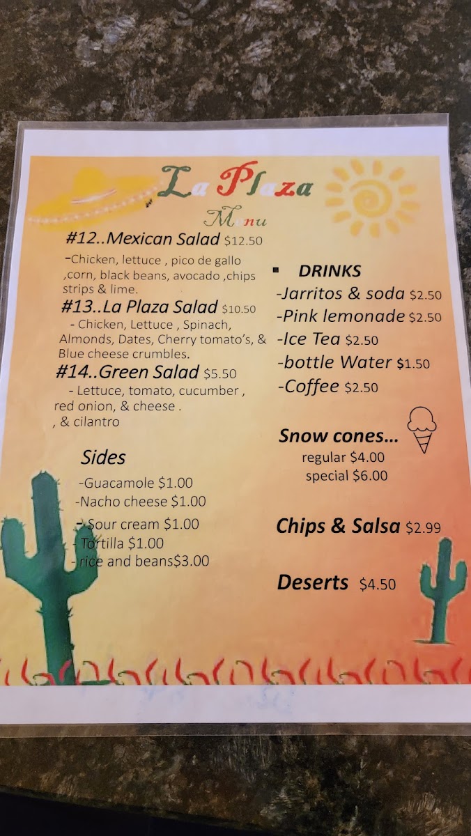 La Plaza menu board