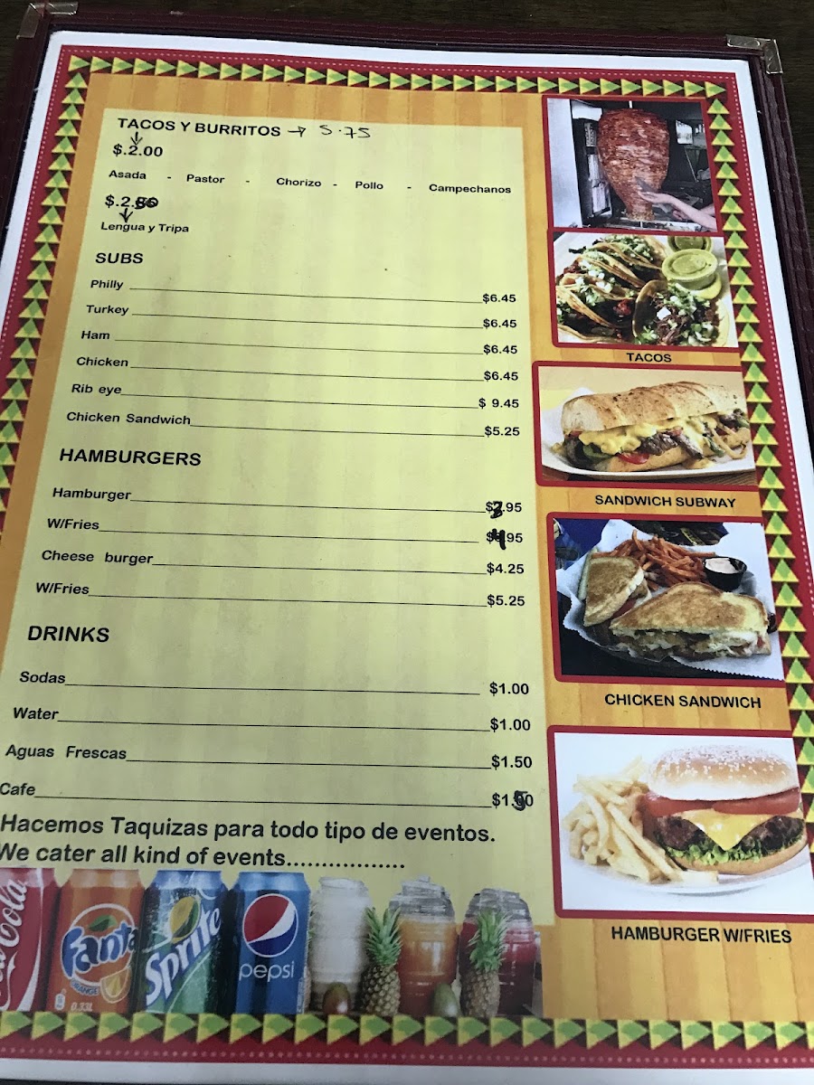 Las Megas Tortas menu board