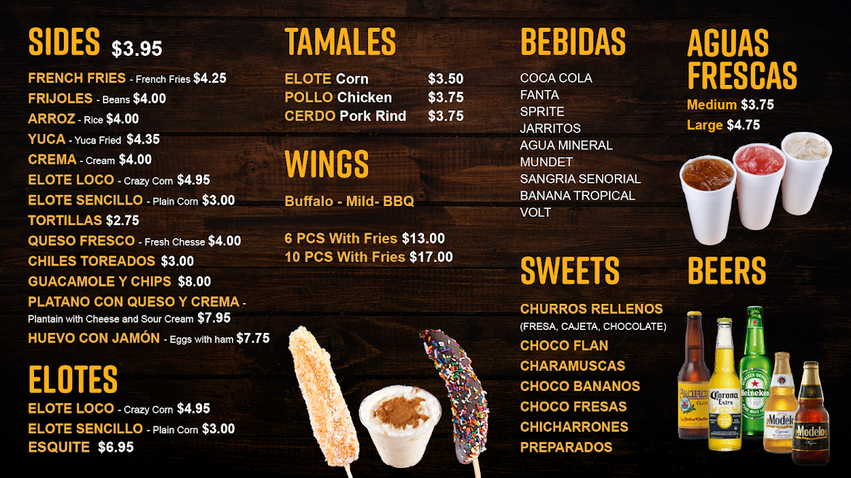 Las Megas Tortas menu board