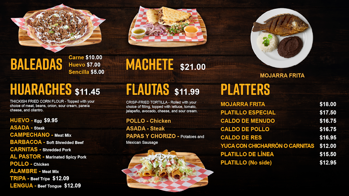 Las Megas Tortas menu board