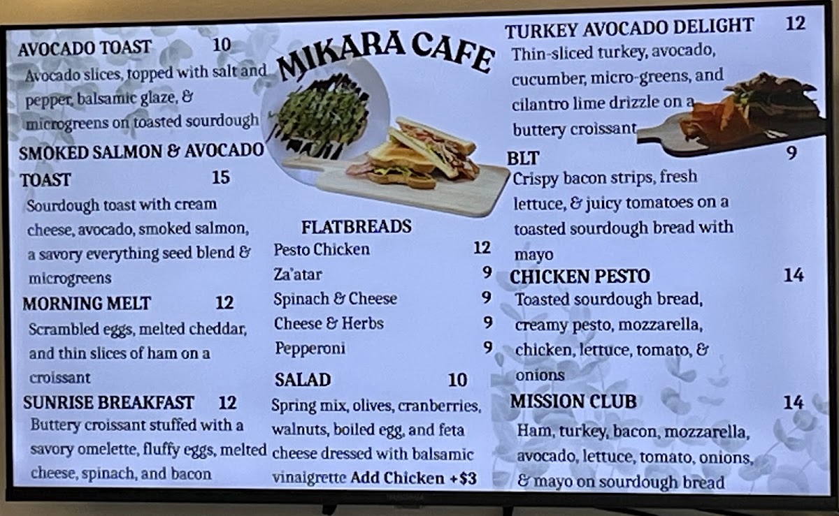 Demi Cafe Cafe. menu board