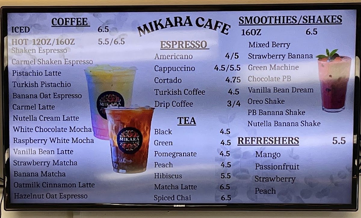 Demi Cafe Cafe. menu board