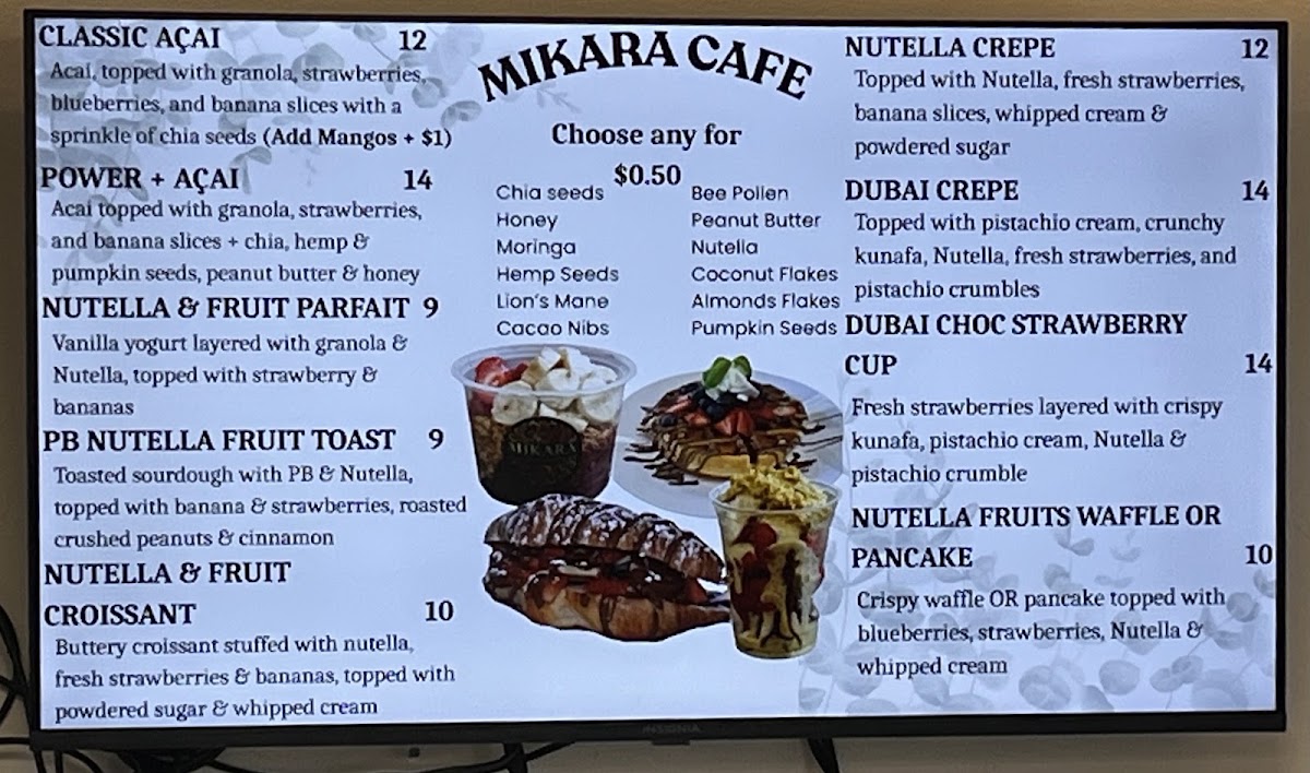 Demi Cafe Cafe. menu board