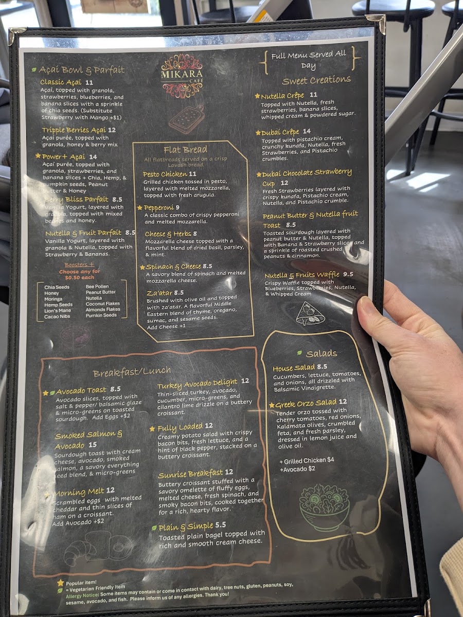 Demi Cafe Cafe. menu board