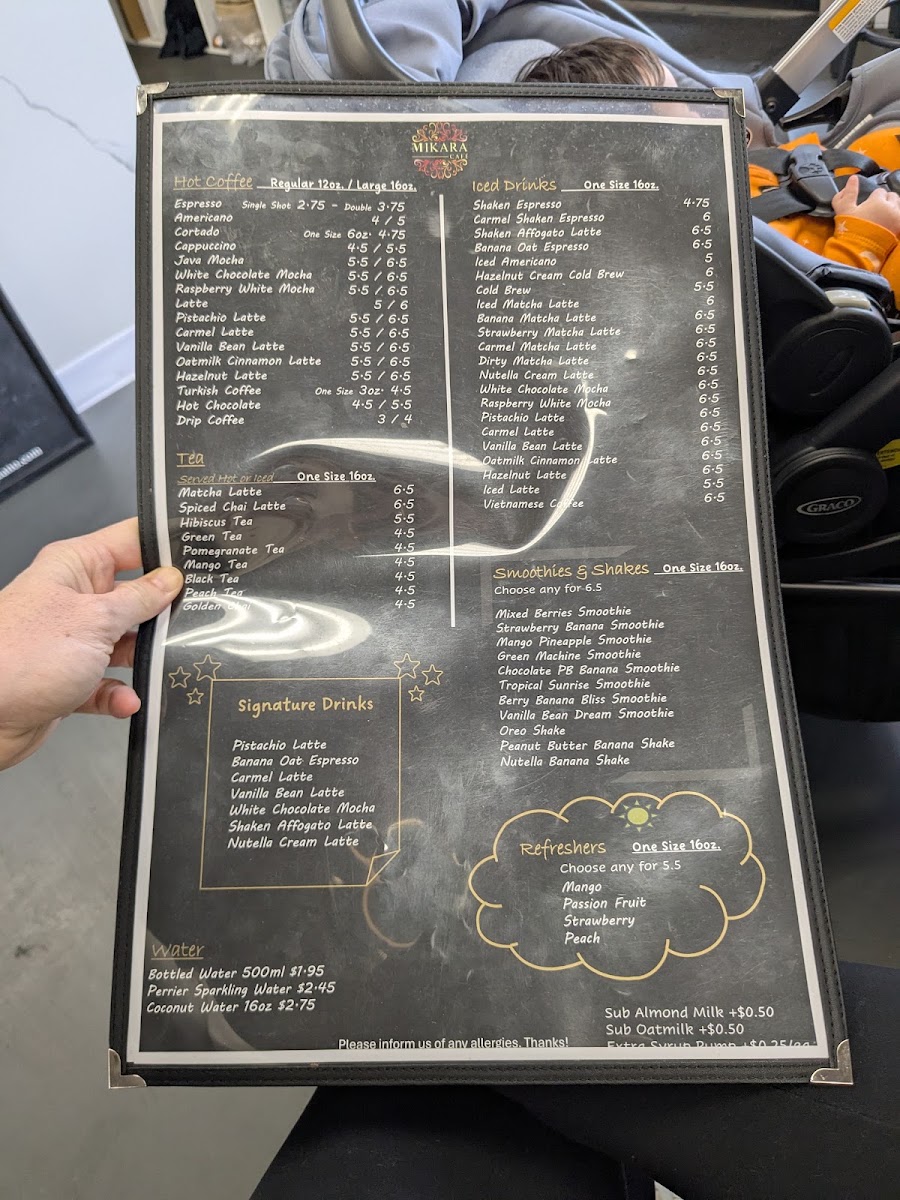 Demi Cafe Cafe. menu board