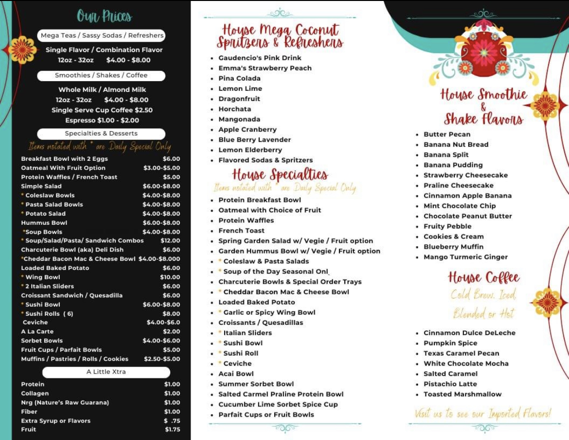 Gaudencio’s Grub Hub & Drinkery menu board