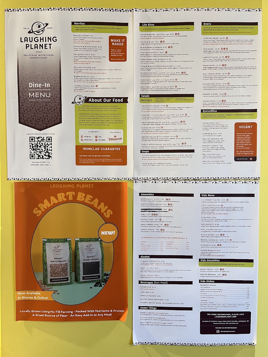 Laughing Planet menu board