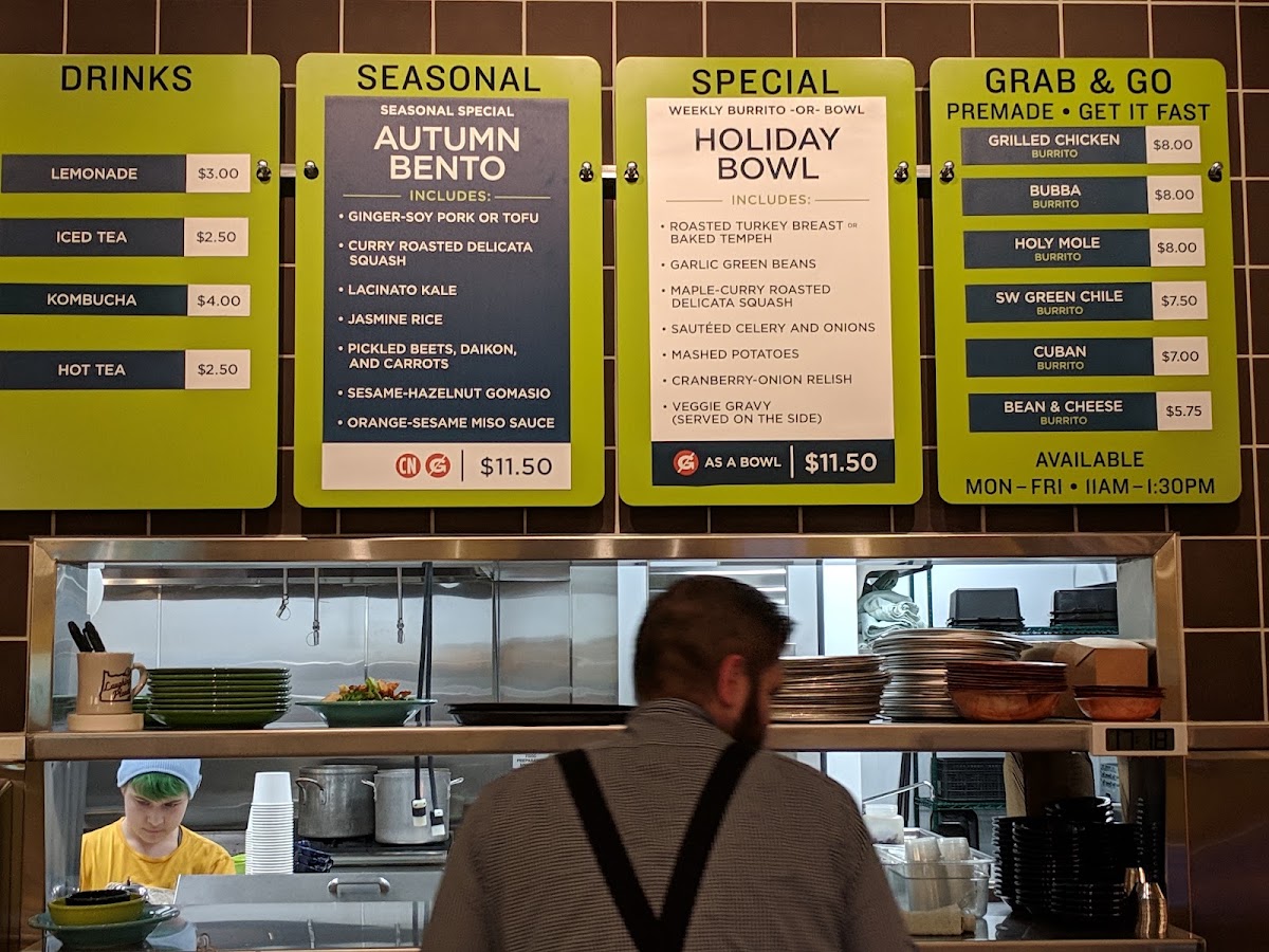 Laughing Planet menu board