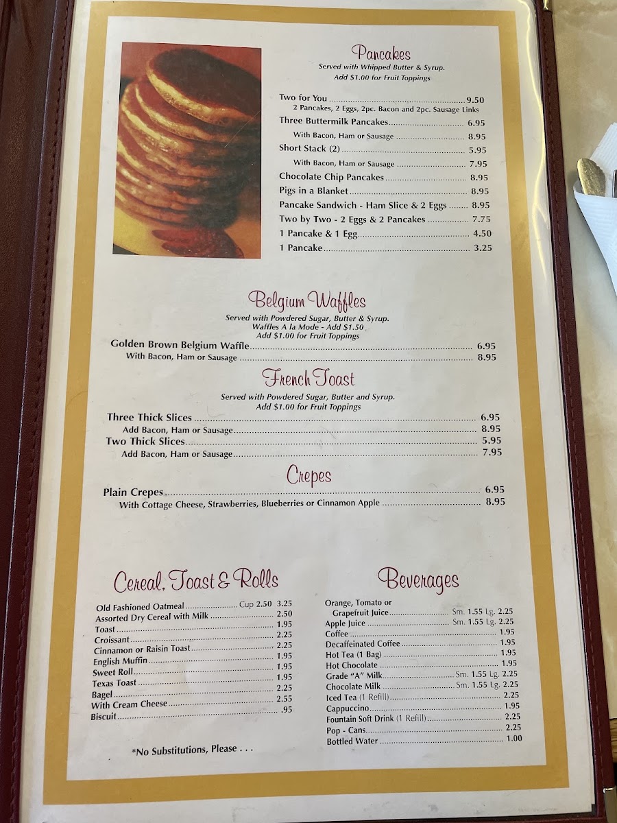 Golden Mine Family Restaurant menu board