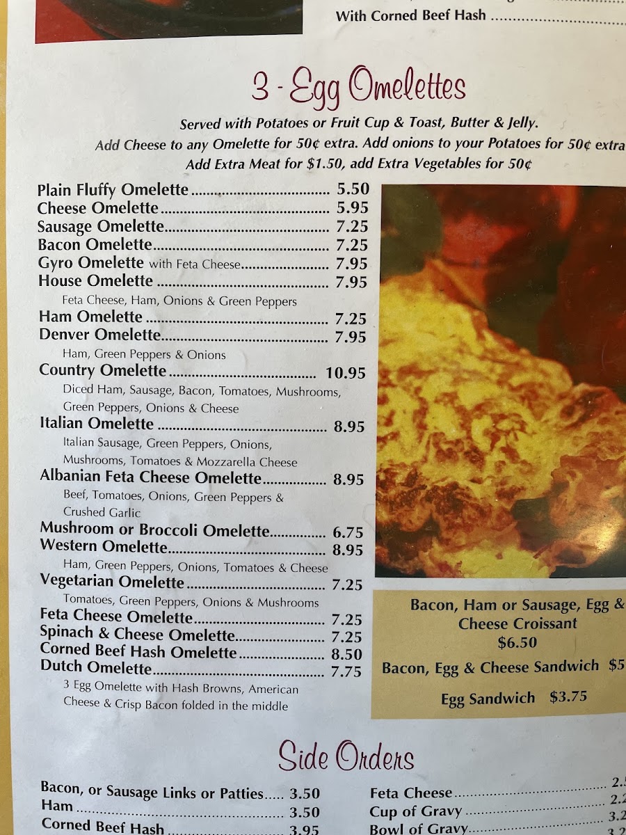 Golden Mine Family Restaurant menu board