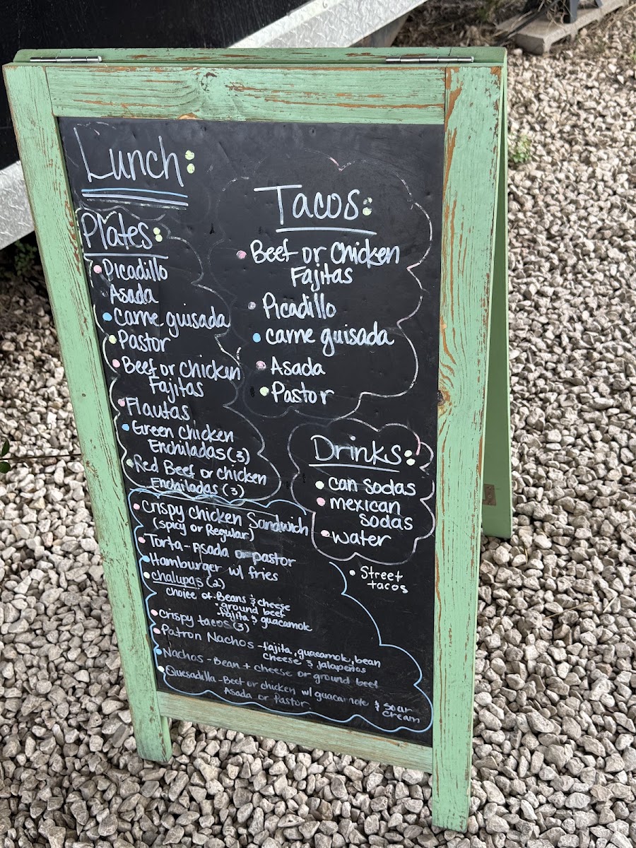 Taqueria El Patron menu board