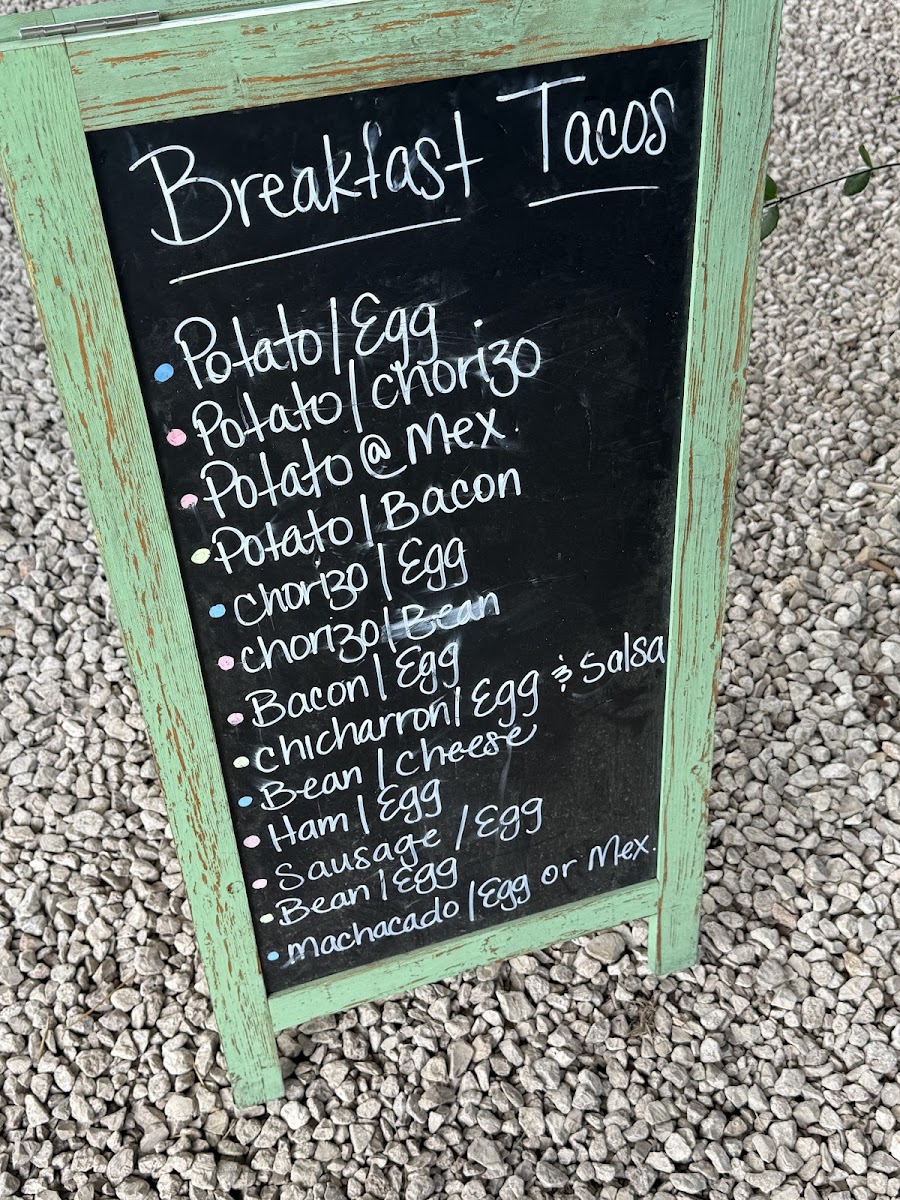Taqueria El Patron menu board
