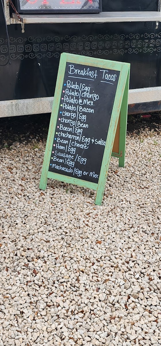 Taqueria El Patron menu board